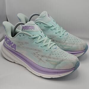 Hoka One One Clifton 9 Wide Sunlit Ocean Lilac Mist Womens 9D Wide UK 7.5 Shoe